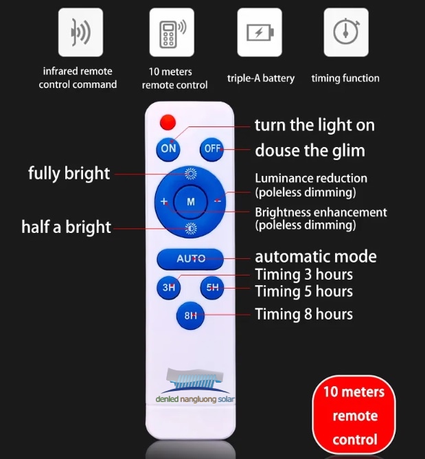 sử dụng remote điều khiển đèn năng lượng mặt trời