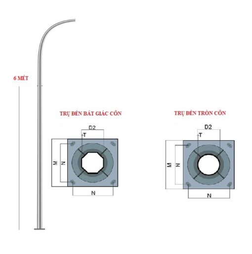 Trụ đèn chiếu sáng 6 mét